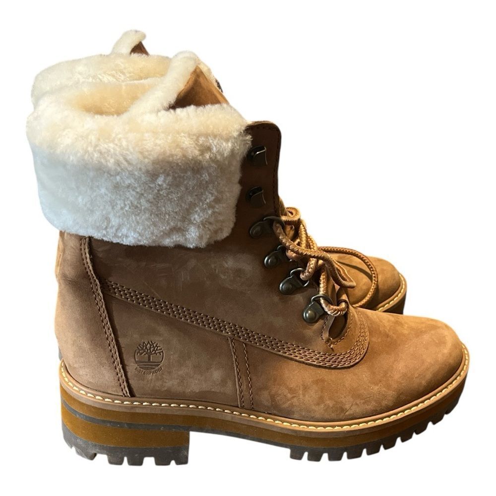 TIMBERLAND Women's Courmayeur Valley Women's Shearling Lined Boots Rust SZ 6.5 - Picture 2 of 11